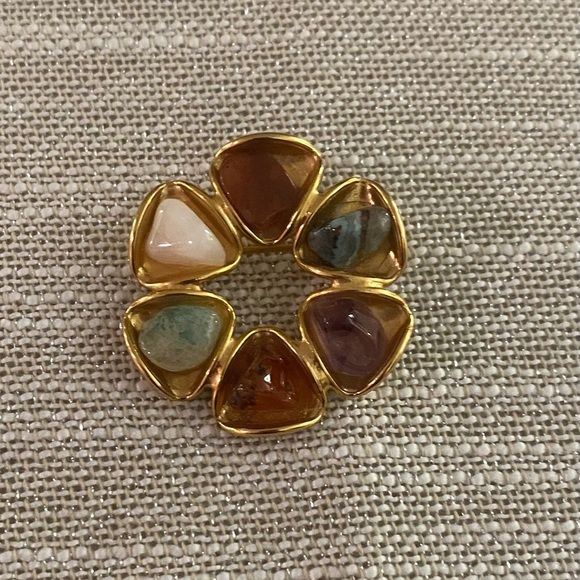 Vintage Jewelry - Vintage Stone Gold Tone Brooch/Pin - Excellent Used Condition